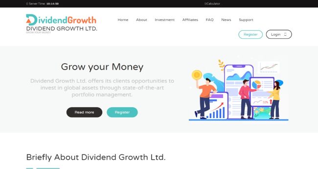 Dividendgrowth.online: обзор среднедоходного проекта, прибыль 0,65% в сутки, рефбек 2%.