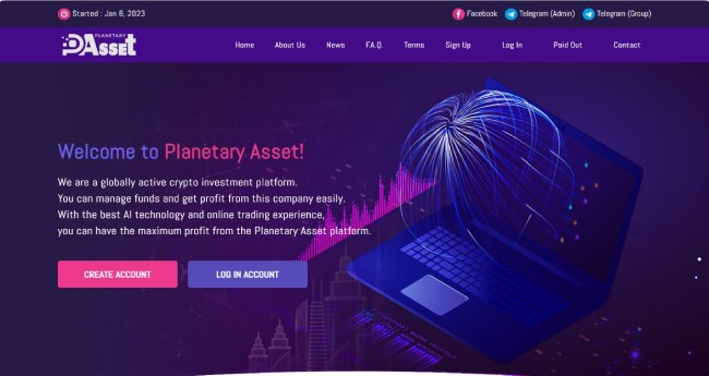 Planetaryasset.io: обзор низкодоходного проекта, прибыль до 3% в сутки, рефбек 5%
